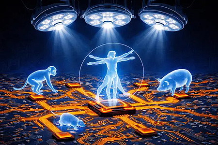 Hier ist ein KI-generiertes Symbolfoto gezeigt, das die Thematik, dass KI medizinische Bilddaten vom Tier auf den Menschen übertragen kann, darstellen soll.